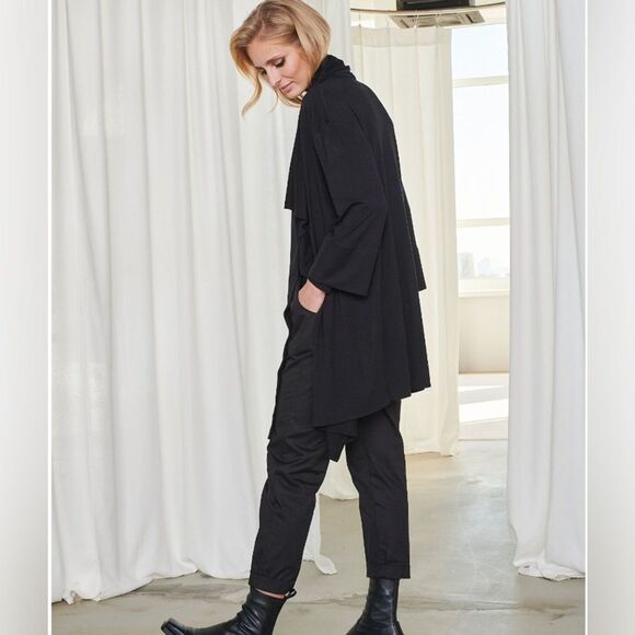 PATRIZIA LUCA NWT Trench Coat Women’s M Swing Jacket Black Y2K Goth Cyberpunk - Picture 4 of 12